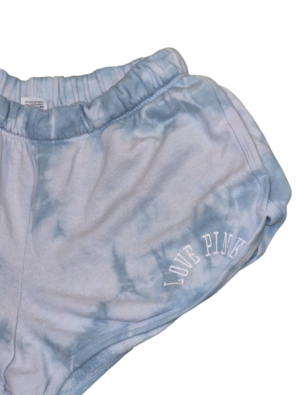 PINK Victoria's Secret Light Blue Tie-Dye LOVE PINK Lounge Shorts